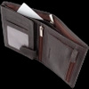 Brown Leather RFID Wallet for 6-10 Cards with Zipped Coin Pocket and Hidden Note Section