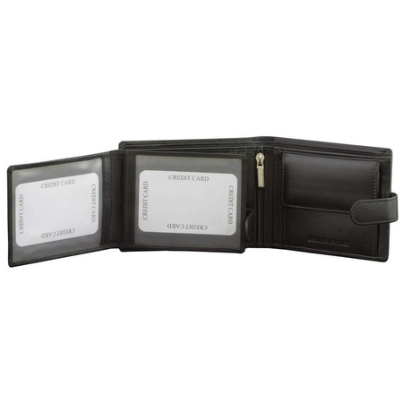 Black Leather RFID Wallet for 8-12 Cards with Coin Pocket and 3 ID Windows