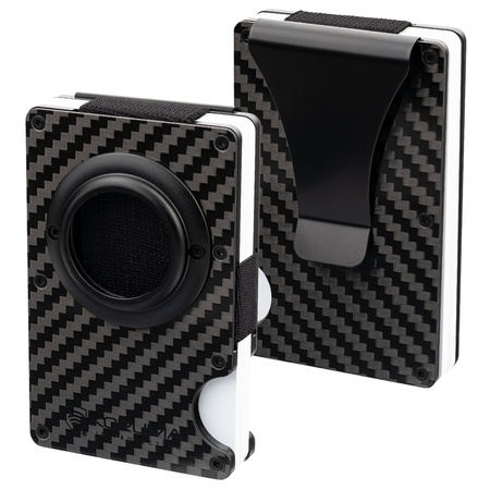 Carbon Fiber Card Holder with Money Clip (up to 12 Cards) - BLACK