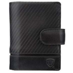 Black Leather RFID Wallet for 11-15 Cards with Coin Pocket and 3 ID Windows