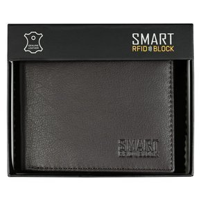 RFID blocking leather bifold wallet with coin pocket (brown)