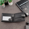 Black Leather RFID Wallet for 8-12 Cards with Coin Pocket and 3 ID Windows - SM-905GBL