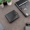 Black Leather RFID Wallet for 8-12 Cards with Coin Pocket and 3 ID Windows - SM-905GBL