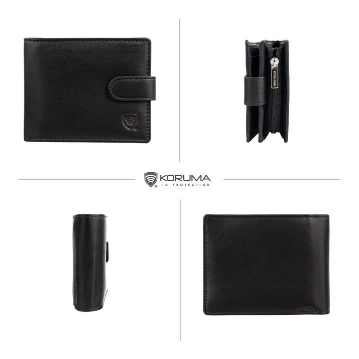 4 Card RFID Mens Wallet with Zipped Note Section 