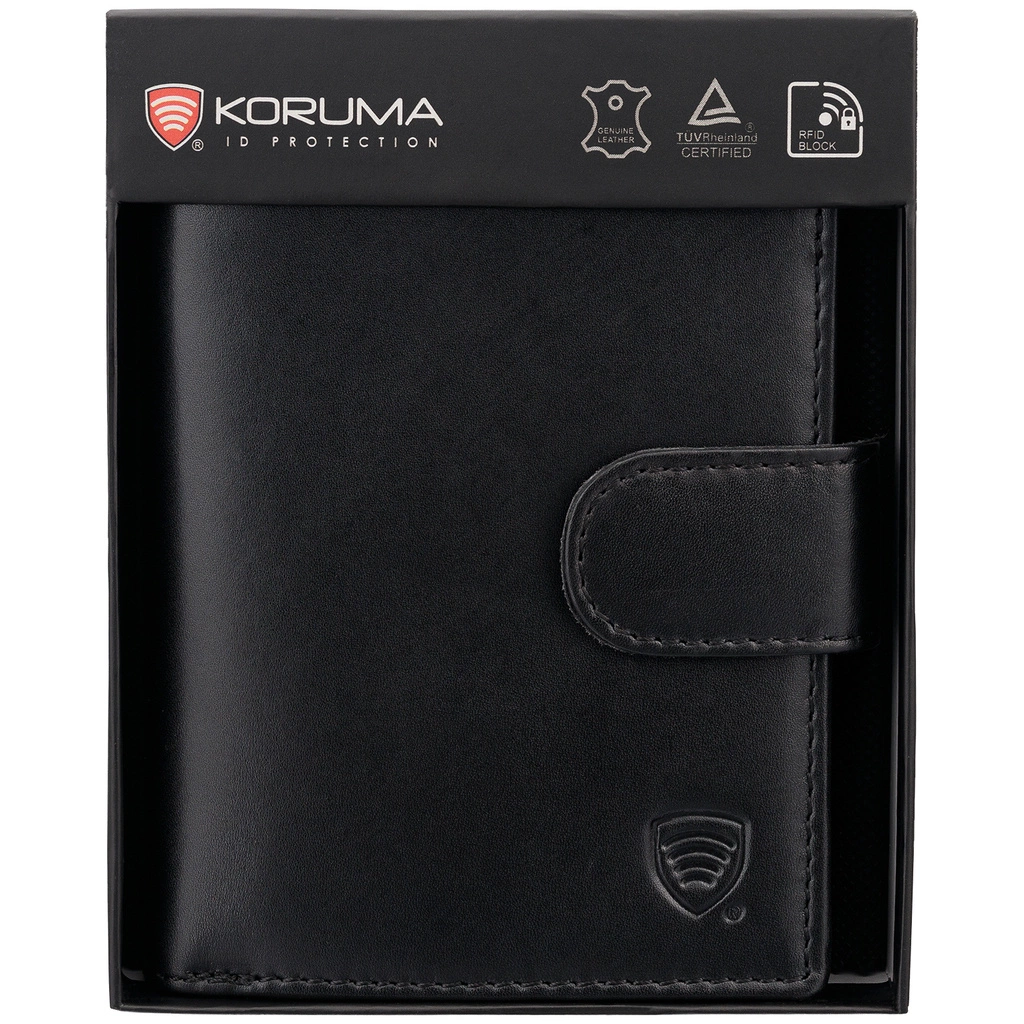 Black Leather Trifold Key Holder Wallet With Dual Change Pouches