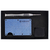 Carbon Fiber Card Holder with Money Clip (up to 12 Cards) - BLUE
