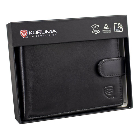 Black Leather RFID Wallet for 8-12 Cards with Coin Pocket and 3 ID Windows