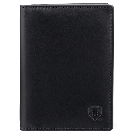 Slim leather wallet with RFID protection (black)