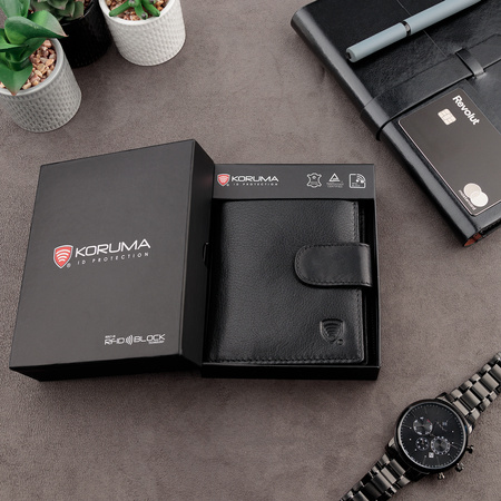Black Leather RFID Wallet for 5-10 Cards with Zipped Coin Pocket and Zipped Note Section