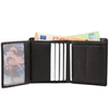 Black Leather RFID Wallet for 6 Cards with Coin Pocket and ID Window - SMALL - SM-900GBL