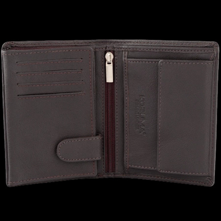 Brown Leather RFID Wallet for 8-12 Cards with Coin Pocket and Hidden Note Section