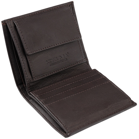 Brown Leather RFID Wallet for 6 Cards with Coin Pocket and ID Window - SMALL - SM-900GBR