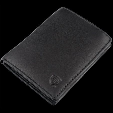 Black Leather RFID Wallet for 6-10 Cards with Zipped Coin Pocket and Hidden Note Section