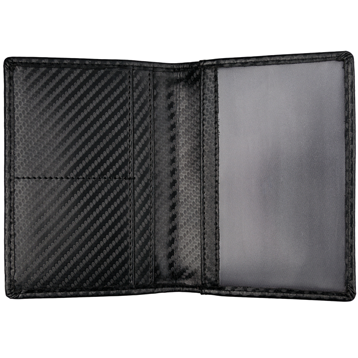 Slim leather wallet with RFID protection (black carbon)