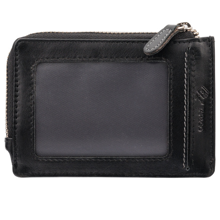 RFID blocking small zipper wallet (Black)