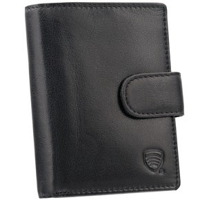 Black Leather RFID Wallet for 11-15 Cards with Coin Pocket and 3 ID Windows - SM-904GBL
