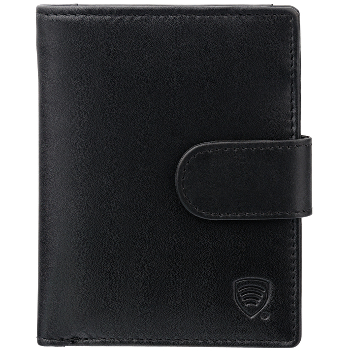 Black Leather RFID Wallet for 5-10 Cards with Zipped Coin Pocket and Zipped Note Section