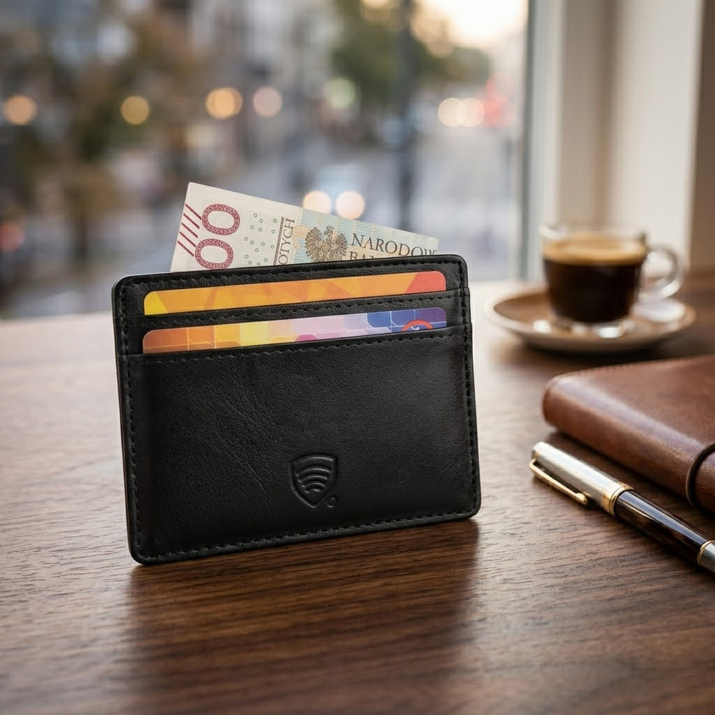 RFID Card Holder - 4 Card Slots - Note Section - SLIM