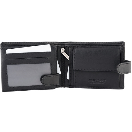 Black Leather RFID Wallet for 8-12 Cards with Coin Pocket and 3 ID Windows - SM-905GBL