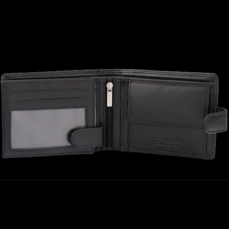 Carbon Black Leather RFID Wallet for 8-12 Cards with Coin Pocket and 3 ID Windows