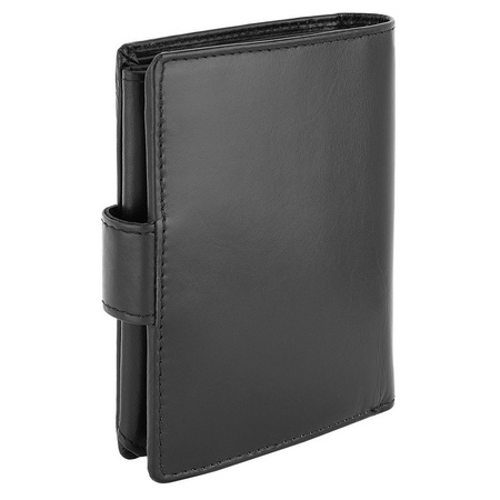 Black Leather RFID Wallet for 11-15 Cards with Coin Pocket and 3 ID Windows