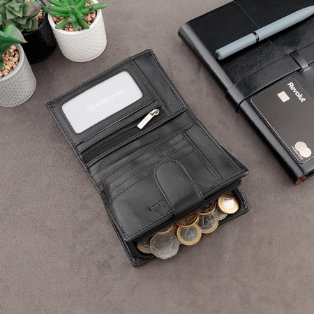 Black Leather RFID Wallet for 5-10 Cards with Zipped Coin Pocket and Zipped Note Section