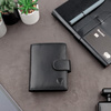 Black Leather RFID Wallet for 11-15 Cards with Coin Pocket and 3 ID Windows - SM-904GBL