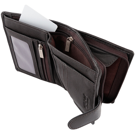 Brown Leather RFID Wallet for 5-10 Cards with Zipped Coin Pocket and Zipped Note Section