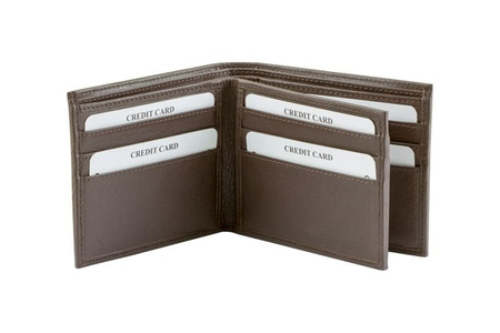 Brown Leather RFID Wallet for 14 Cards and ID – Single Billfold with Flap