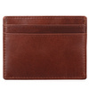 Cognac Brown Leather RFID Card Holder - 4 Card Slots - Note Section - Slim Wallet
