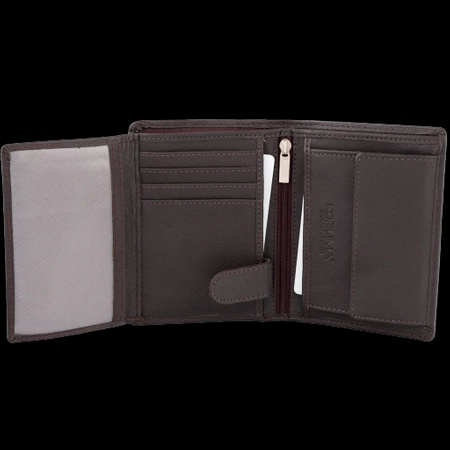 Brown Leather RFID Wallet for 8-12 Cards with Coin Pocket and Hidden Note Section