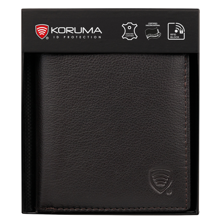 Brown Leather RFID Wallet for 6 Cards with Coin Pocket and ID Window - SMALL - SM-900GBR