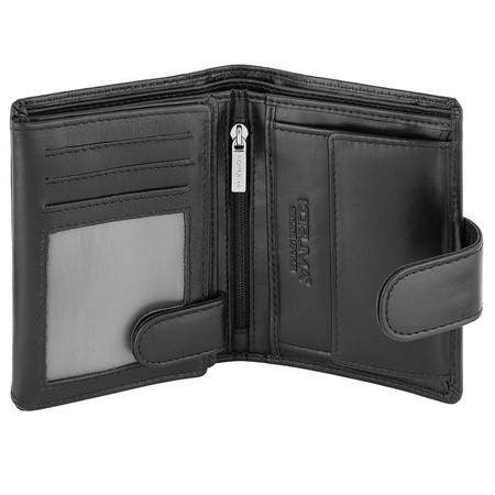 Black Leather RFID Wallet for 11-15 Cards with Coin Pocket and 3 ID Windows