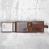 Cognac Brown Leather RFID Wallet for 8-12 Cards with Coin Pocket and 3 ID Windows