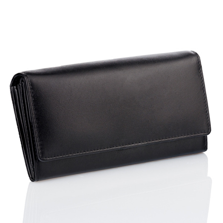 Large RFID Ladies Purse with Coin Pocket (Black)