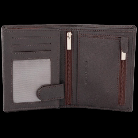 Brown Leather RFID Wallet for 6-10 Cards with Zipped Coin Pocket and Hidden Note Section