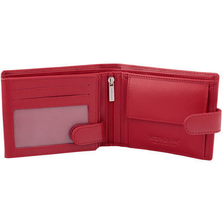 Red Leather RFID Wallet for 8-12 Cards with Coin Pocket and 3 ID Windows