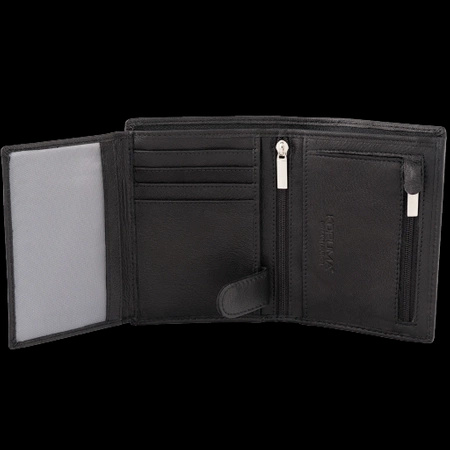 Black Leather RFID Wallet for 6-10 Cards with Zipped Coin Pocket and Hidden Note Section