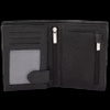 Black Leather RFID Wallet for 6-10 Cards with Zipped Coin Pocket and Hidden Note Section