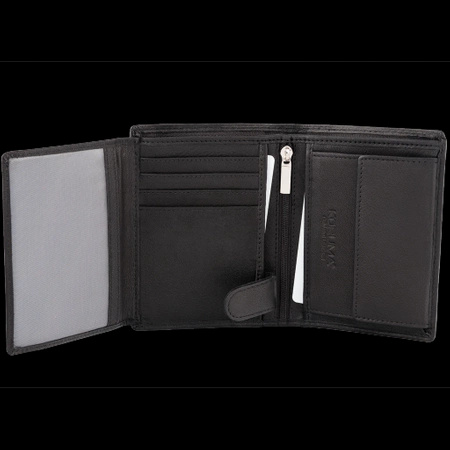 Black Leather RFID Wallet for 8-12 Cards with Coin Pocket and Hidden Note Section