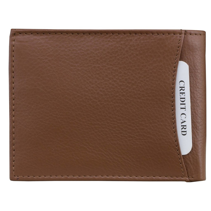 SMALL RFID BLOCKING BILLFOLD WALLET WITH ID WINDOW (TAN)