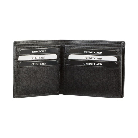 Black Leather RFID Wallet for 14 Cards and ID – Single Billfold with Flap