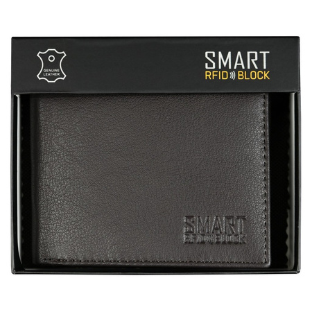 RFID blocking leather bifold wallet with coin pocket (brown)