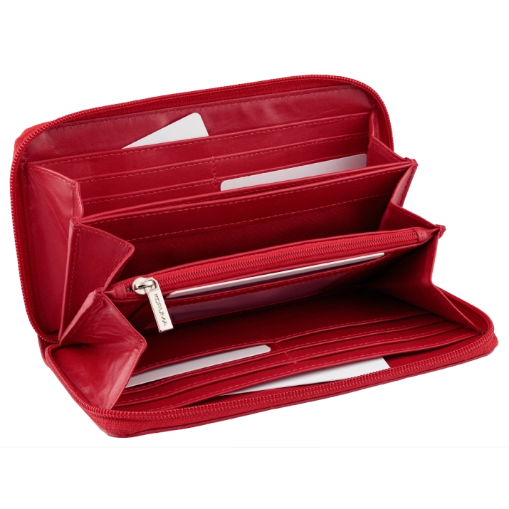 Large RFID Ladies Zipped Wallet (Red)